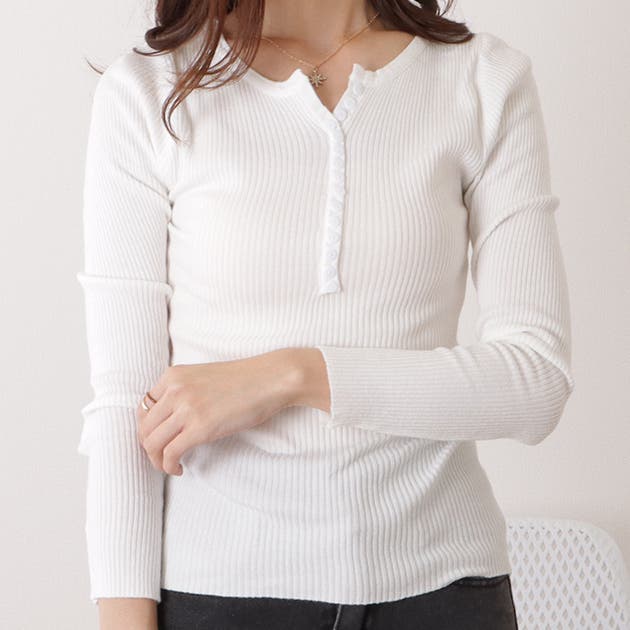 NKNIT / ンニット | ウール ヘンリーネック リブ ニット プル