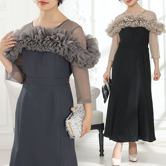 チュールフリル シアー 切り替え[品番：LCLW0009364]｜レース