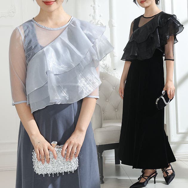 ベロア シアー フリルケープ付き[品番：LCLW0009367]｜レース