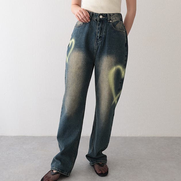 リブ デニム スエード ハート  パース リブ デニム スエード ハート コイン パース | チャーム他小物