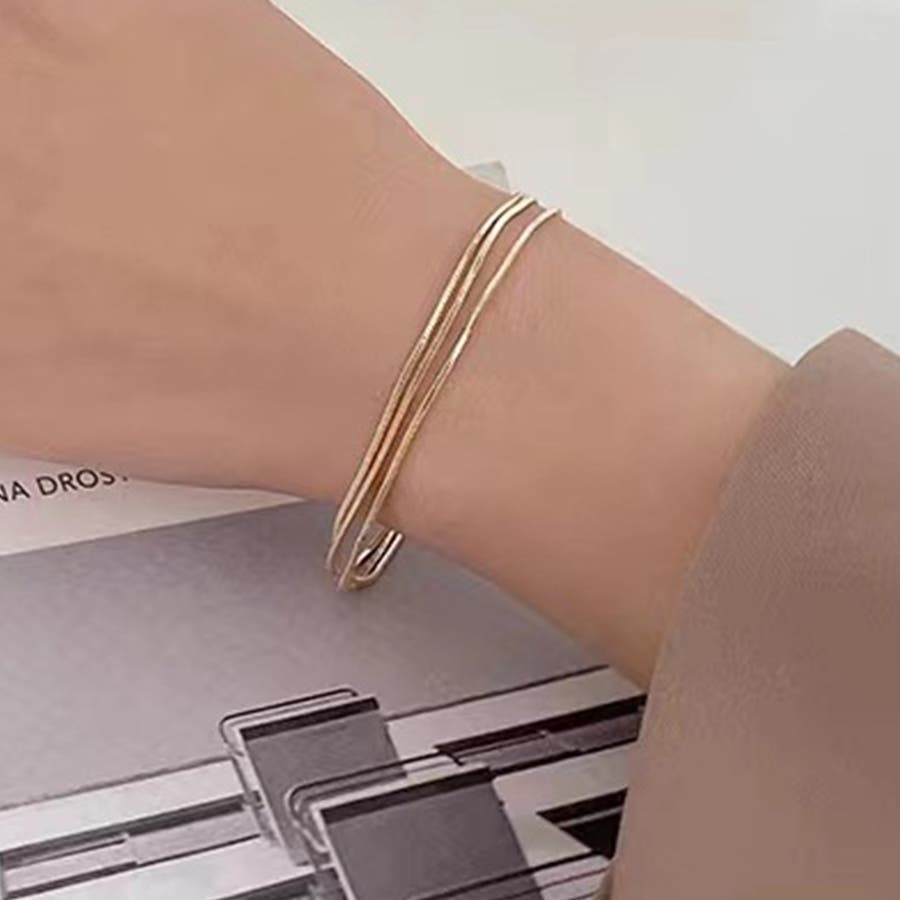 3連シンプルブレスレット 3連チェーン ブレスレット[品番