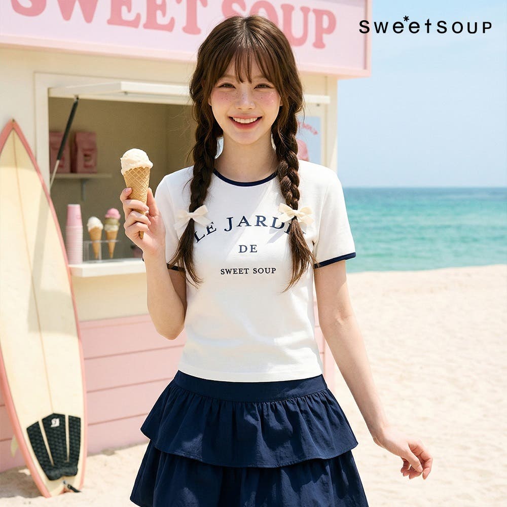 テーラーメイド韓国限定　レディース半袖 レタリング リンガー 半袖Tシャツ 韓国ファッション[品番：DKKR0000029