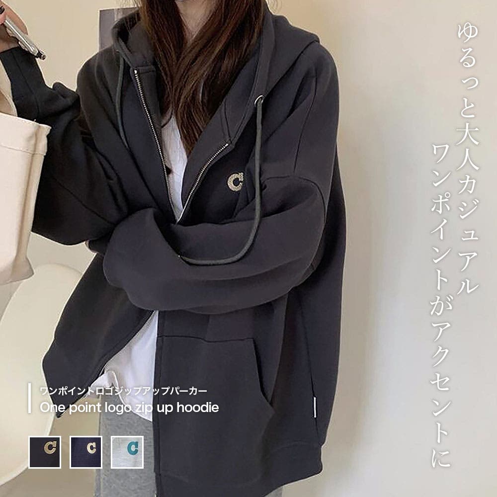 韓国 coyseio アウター ブラウン 茶色 ジップアップ パーカー フード