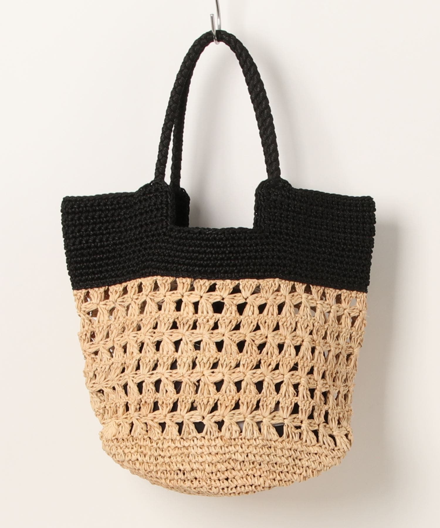 cache cache カシュカシュ　ラフィア切り替え編みトートバッグ カシュカシュ cache cache ラフィア切り替え編みトートバッグ