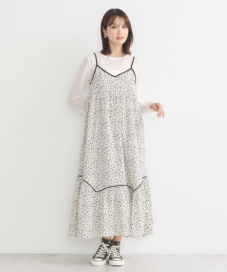 切替パイピングフラワーキャミワンピース[品番：EMEW0045875