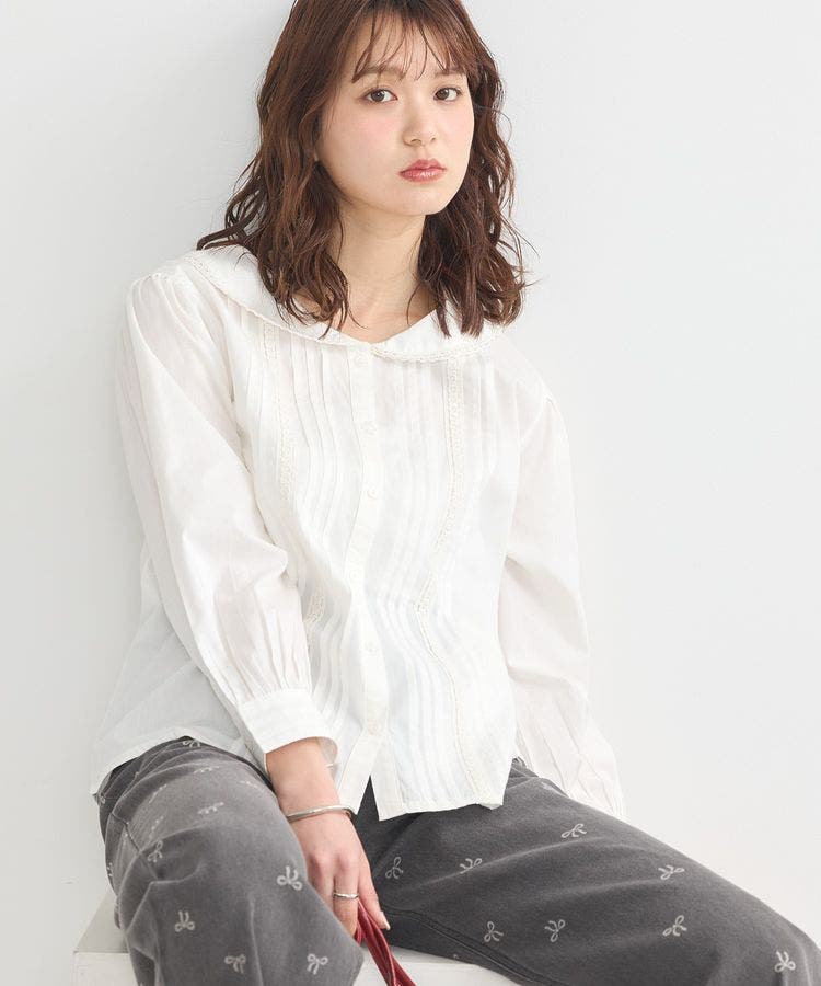 cen myclozette セーラーカラーフレアブラウス cen.ダブルセーラーカラーフレアブラウス myclozette 【公式通販】