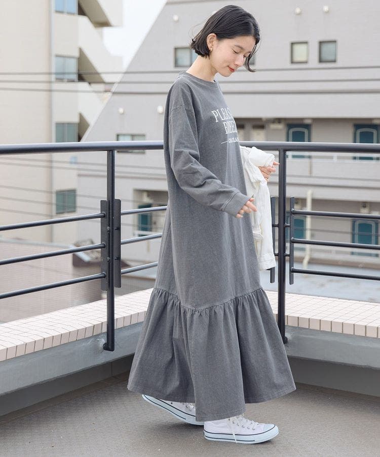 花柄 肩あき フリル袖 ロングワンピース[品番：PPNW0004165