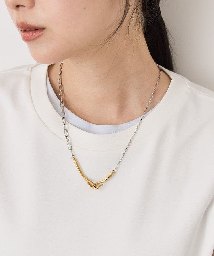 ステンレス】バイカラーチェーンネックレス[品番：EHEW0052641