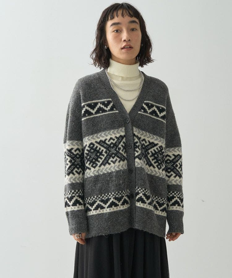 ノルディック柄Vネックニットカーディガン[品番：EHEW0046734