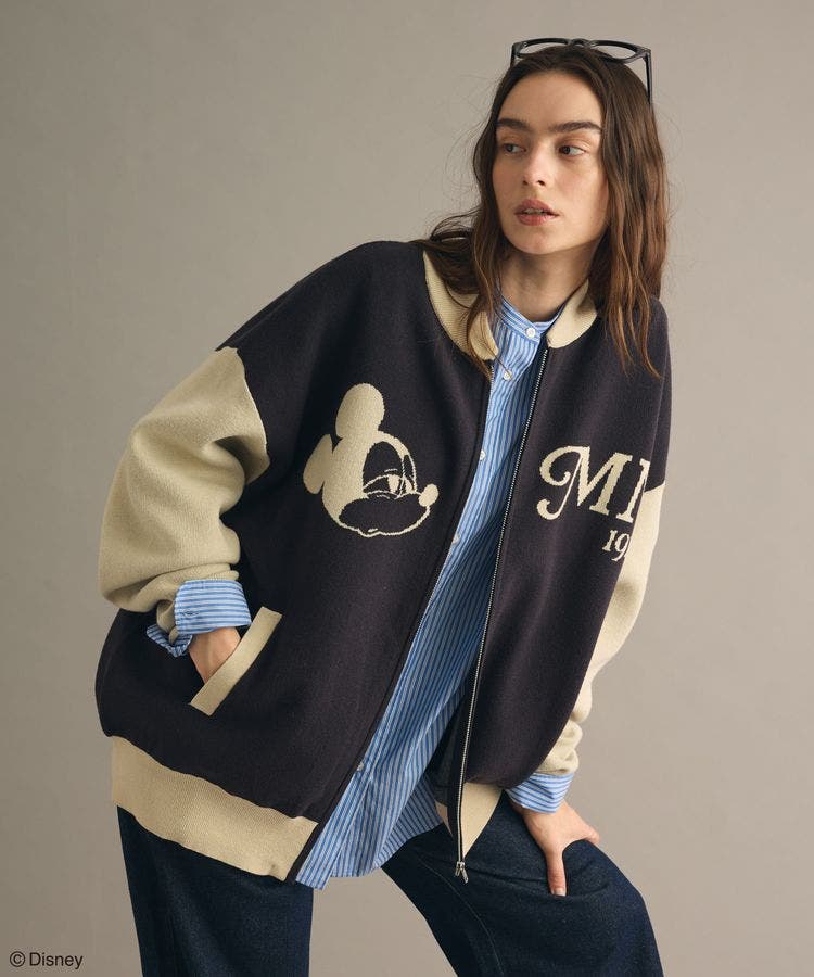 Disney/ディズニー カウチンモチーフZIPニットブルゾン【ユニセックス