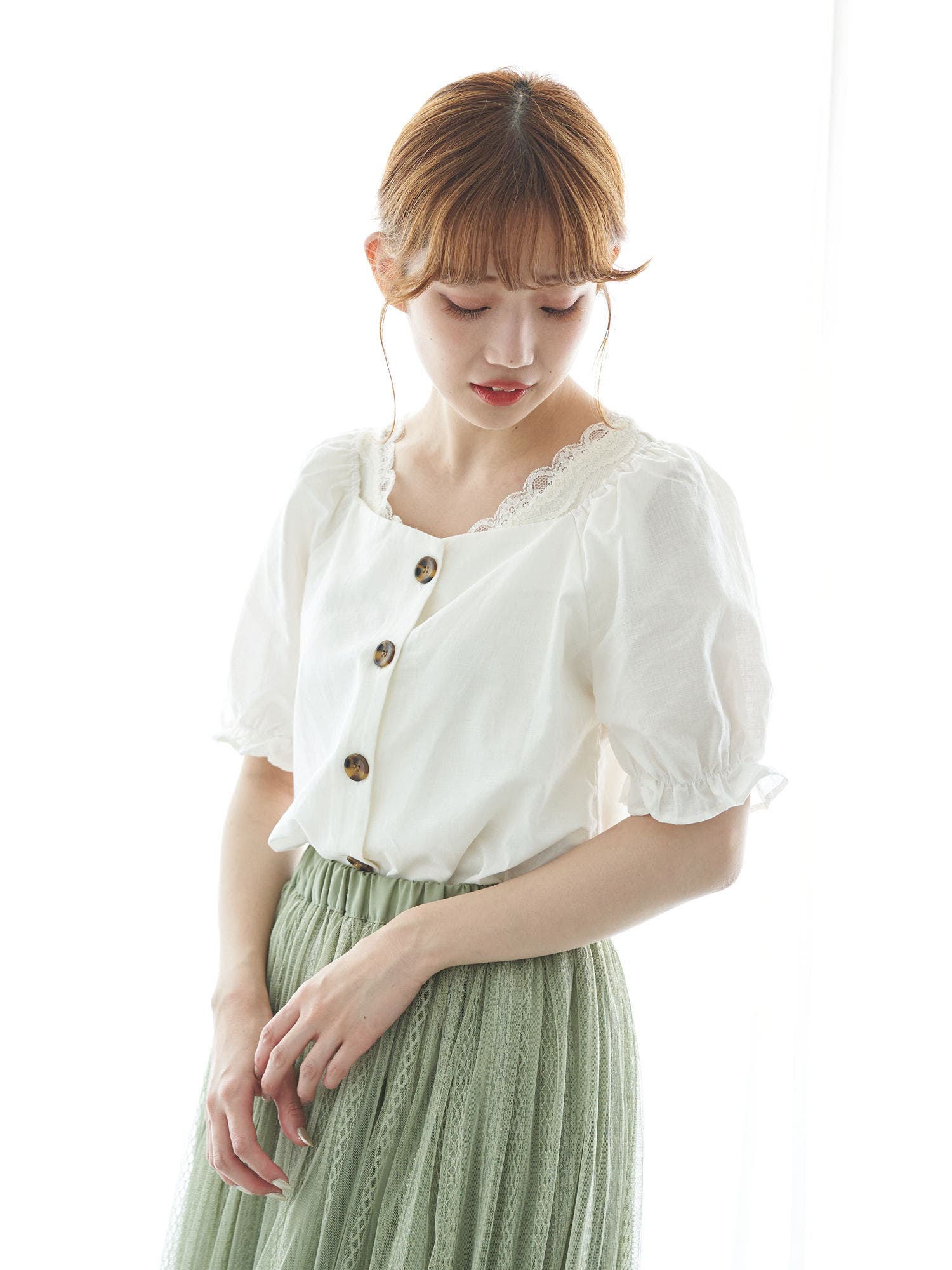 新品未使用☆ロザリームーン☆パフスリーブブラウス☆ index ブラウス シャツ 「8色展開/XS-LLサイズ」タック