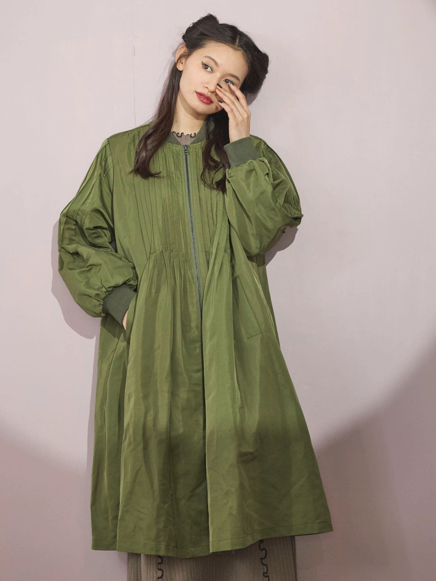 CIROIロングコートブラックグリーン