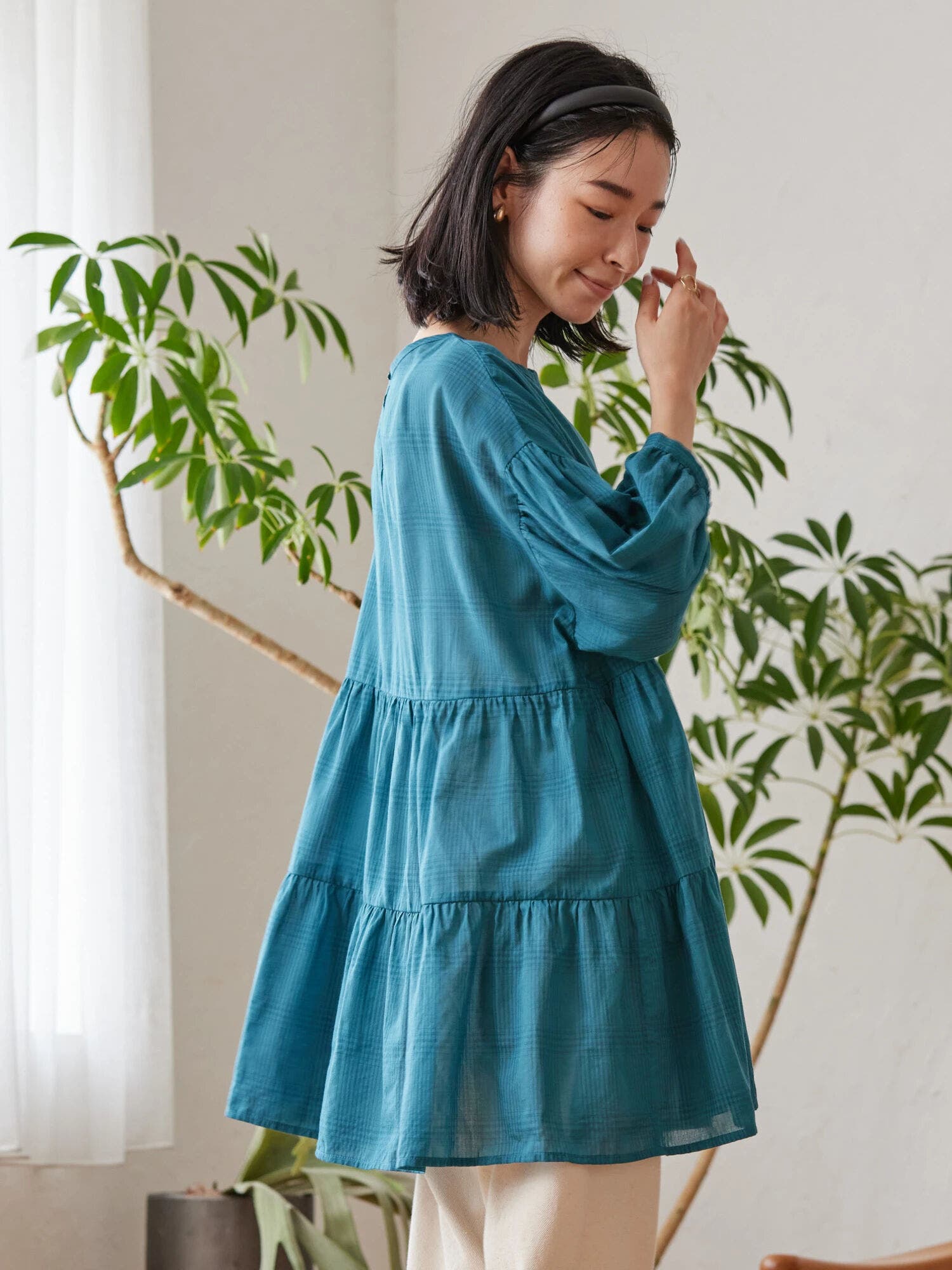 信頼への信頼 シアーチェックティアードチュニック[品番：EHEW0035576 チュニック