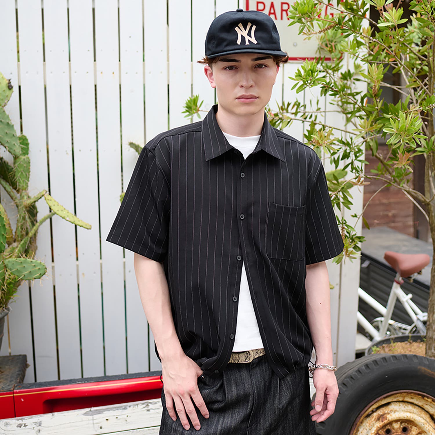 [韓国人気] SATUR★W's Stripe Collar T-Shirt★カラーシャツ★ 韓国SATUR セター】(W) Stripe Collar T-Shirt (SATUR/Tシャツ