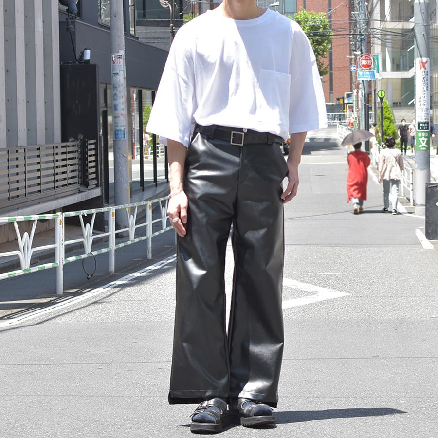 opium フレアパンツ レザー加工 mijiko