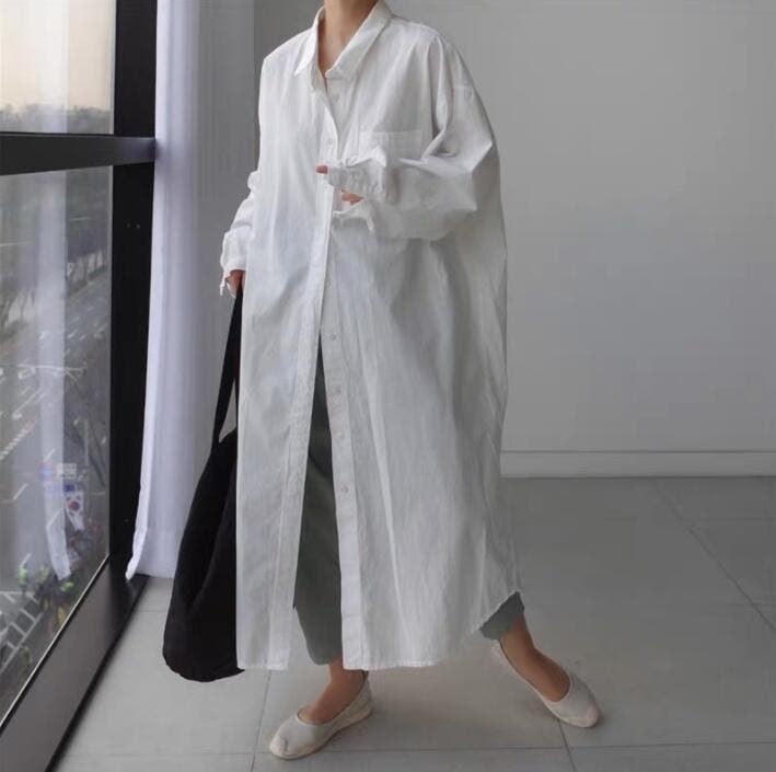 美品ella_selectshop ワンピース　ホワイト　Sサイズ シャツワンピース 長袖 レディース[品番：AGCW0001339
