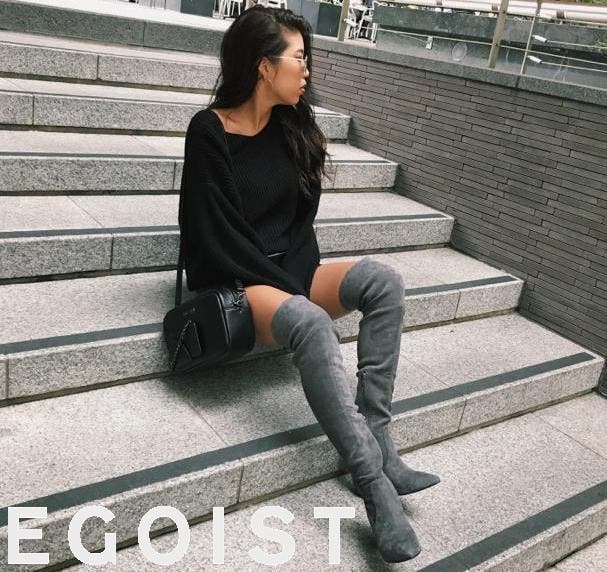 新品EGOISTエゴイスト、ニーハイブーツ EGOIST（エゴイスト）の「厚底ニットニーハイブーツ（ブーツ）」 - WEAR
