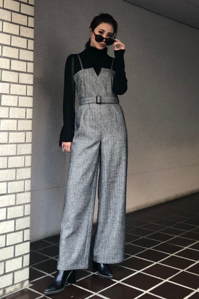 ベルト付ツイードオールインワン[品番：EO000005232]｜EGOIST