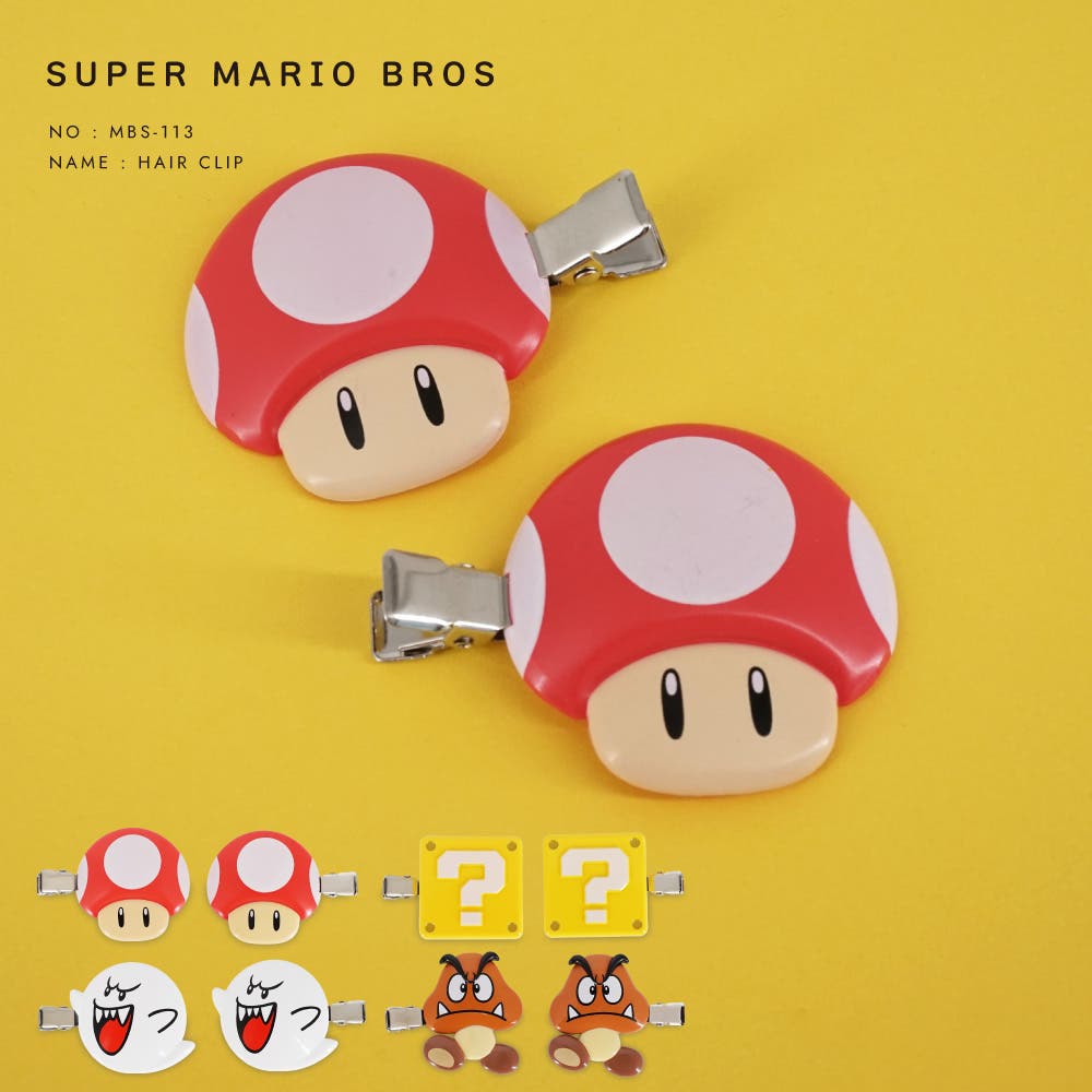 『新品未使用』ジェラピケ　マリオ　ヘアクリップ 新品未使用】ジェラートピケ スーパーマリオ クリップ