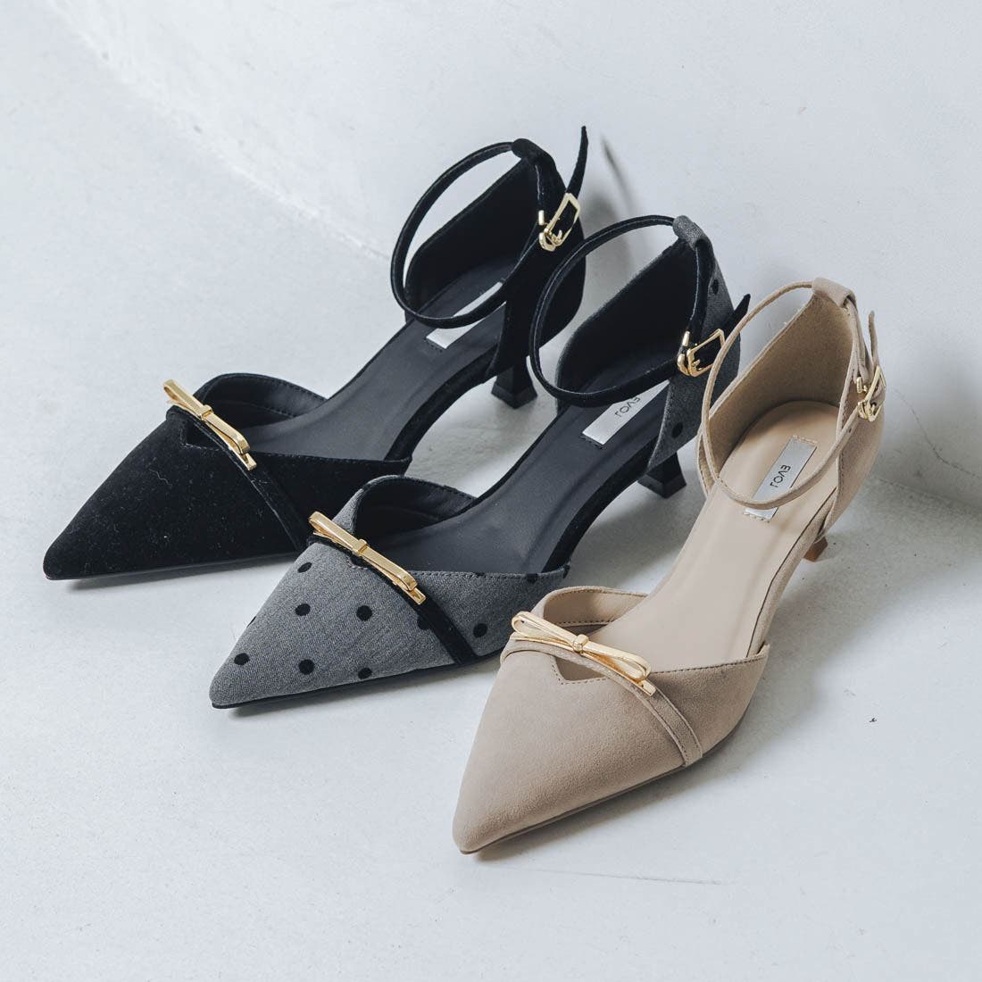 クッション入り・ふかふか】4.5cmリボンセパレートパンプス[品番