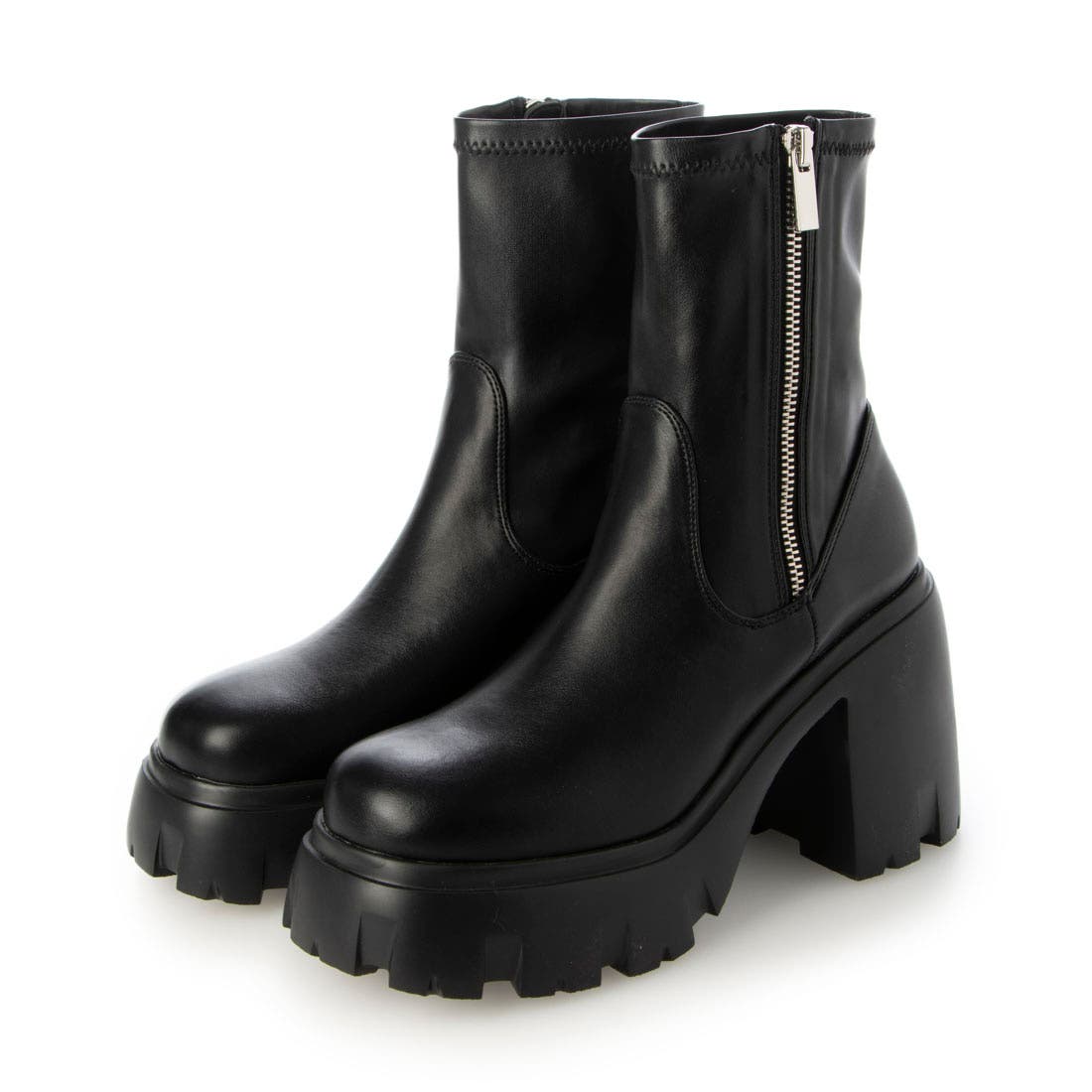 EVOL（EVOL）/【24秋冬新作】 サイドファスナー10cm厚底ショートブーツ IX5545 サイドファスナー10cm厚底ショートブーツ[品番：EVOW0001234]｜EVOL