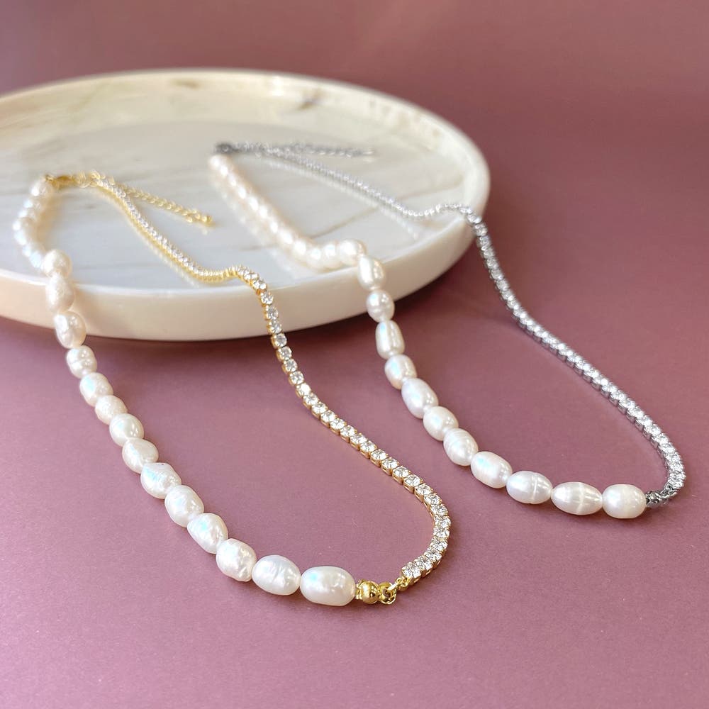 淡水パール ネックレス スモーキーストーン パールネックレス レディース 上品 パールネックレス アクセサリー 真珠 ネックレス 淡水パール＆ストーンチェーンネックレスレディース 女性 オケージョン