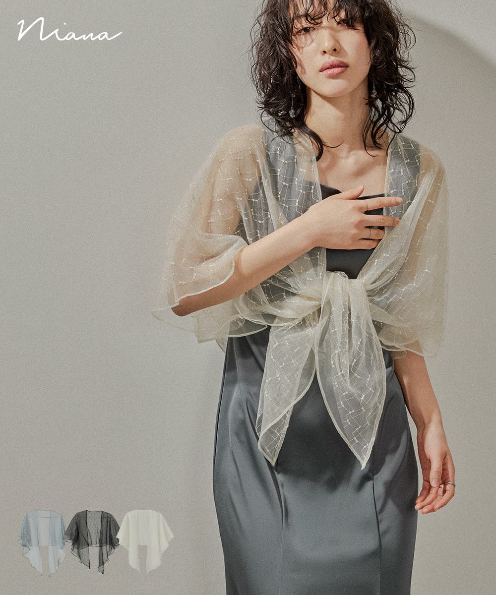 ニアナ（niana）/ラメ刺繍チュールショール niana ニアナ ラメ刺繍チュールショール[品番：FT000009313]｜Fashion