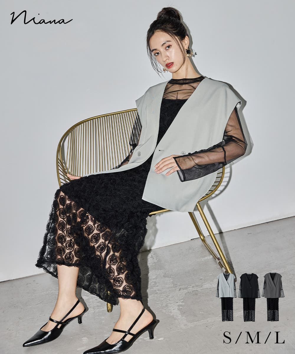 ローズレースペンシルドレス　niana niana ニアナ ローズレースペンシルドレス[品番：FT000010407