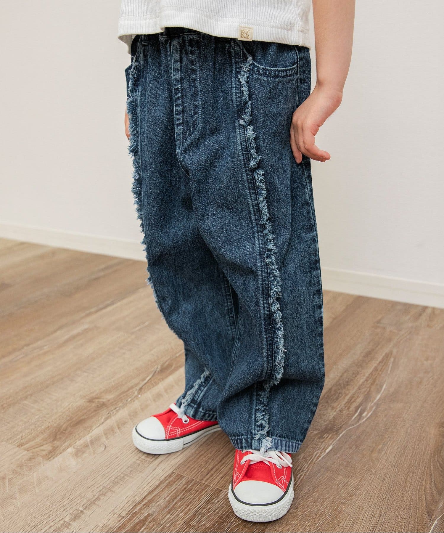 デニムプリントパンツ LETTER PRINT DOUBLE KNEE DENIM PANTS/レタープリント