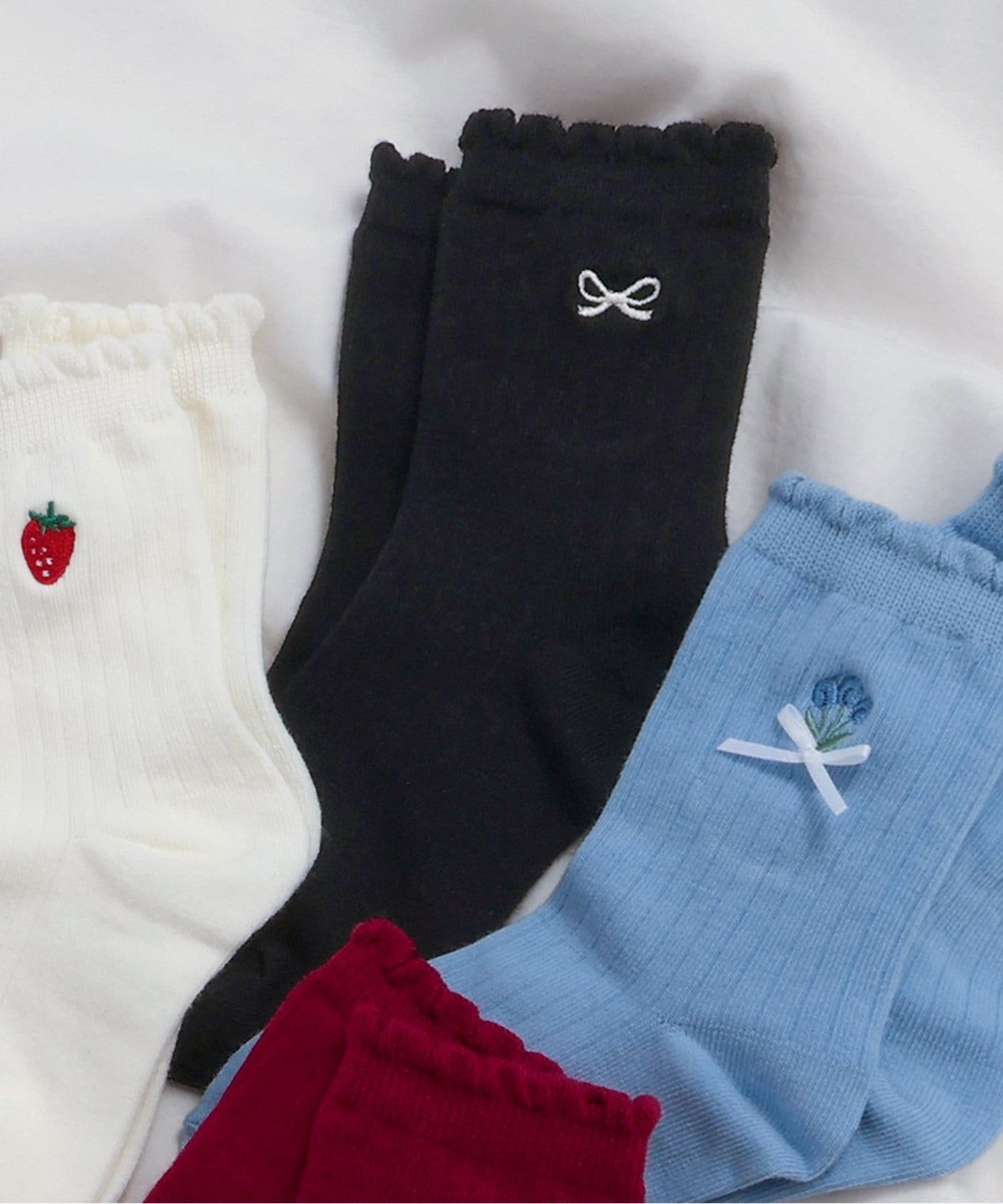 ワンポイント刺繍クルーソックス[品番：FOKK0025496]｜F.O.Online