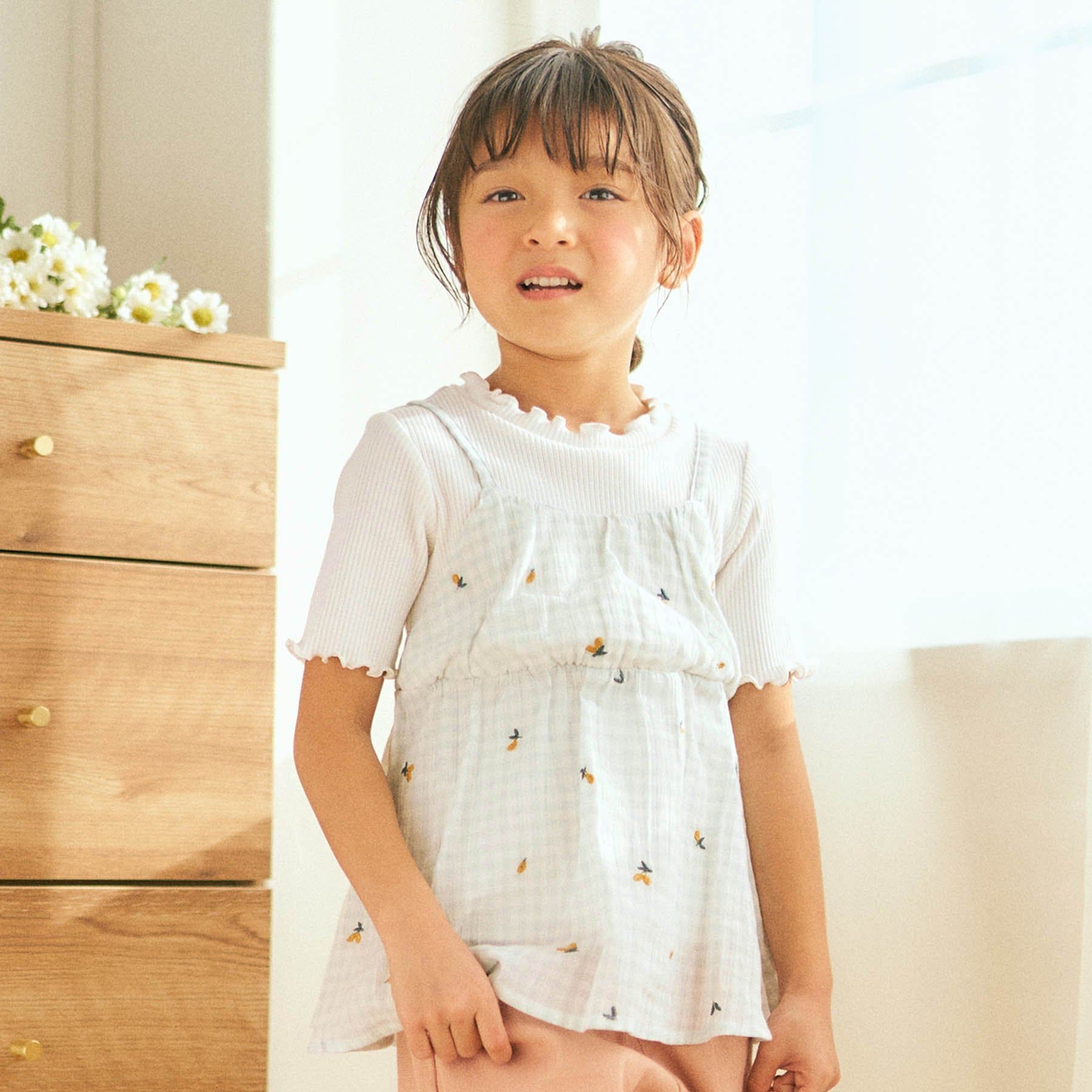 ギンガム刺繍ドッキングTシャツ[品番：FOKK0007389]｜F.O.Online Store