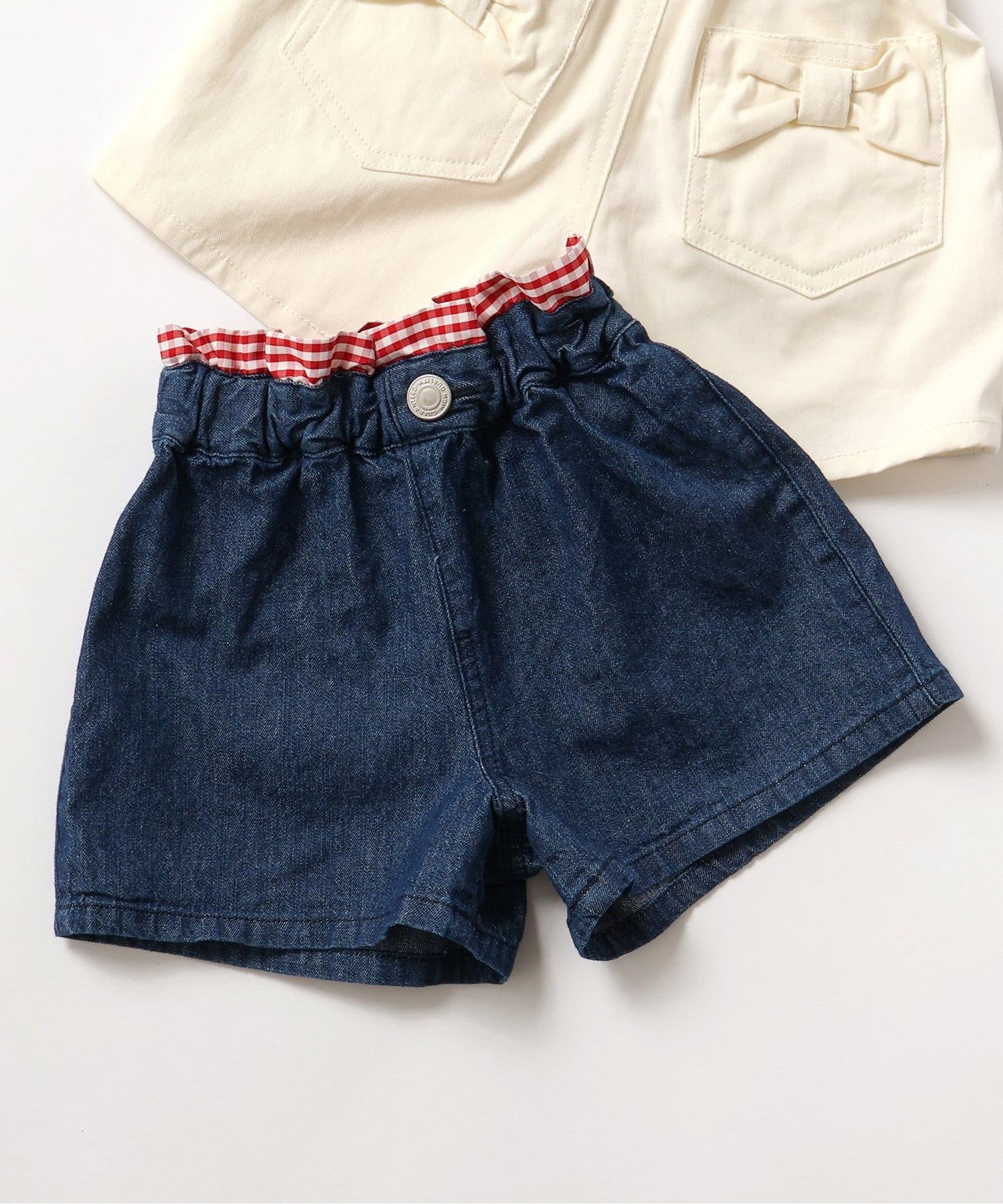 バックリボン　フリル　ポケットリボン　パンツ WEB限定 バックリボンフリルショートパンツ ショート丈[品番