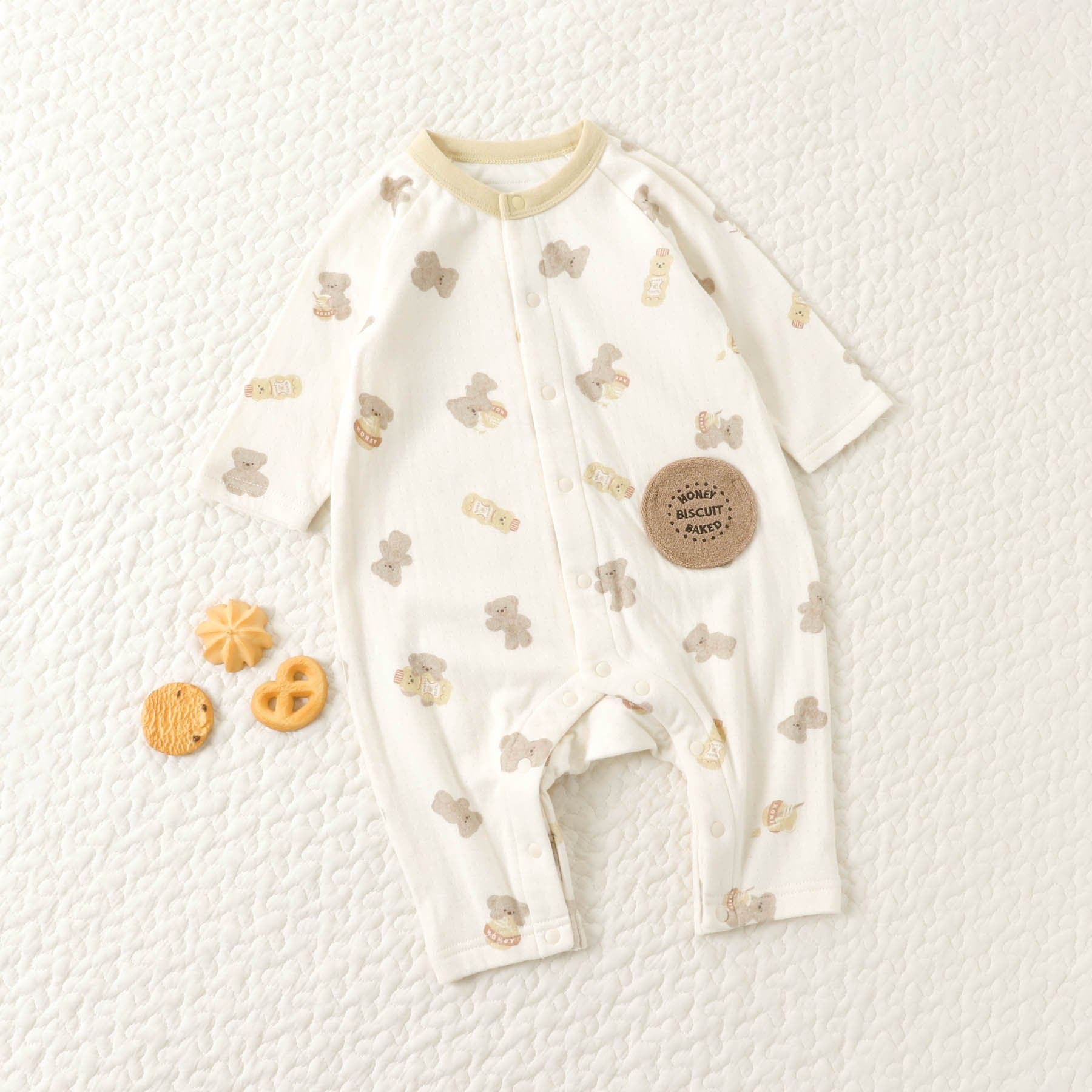 tiny bear ギンガム・はちみつ柄カバーオール[品番：FOKK0010867