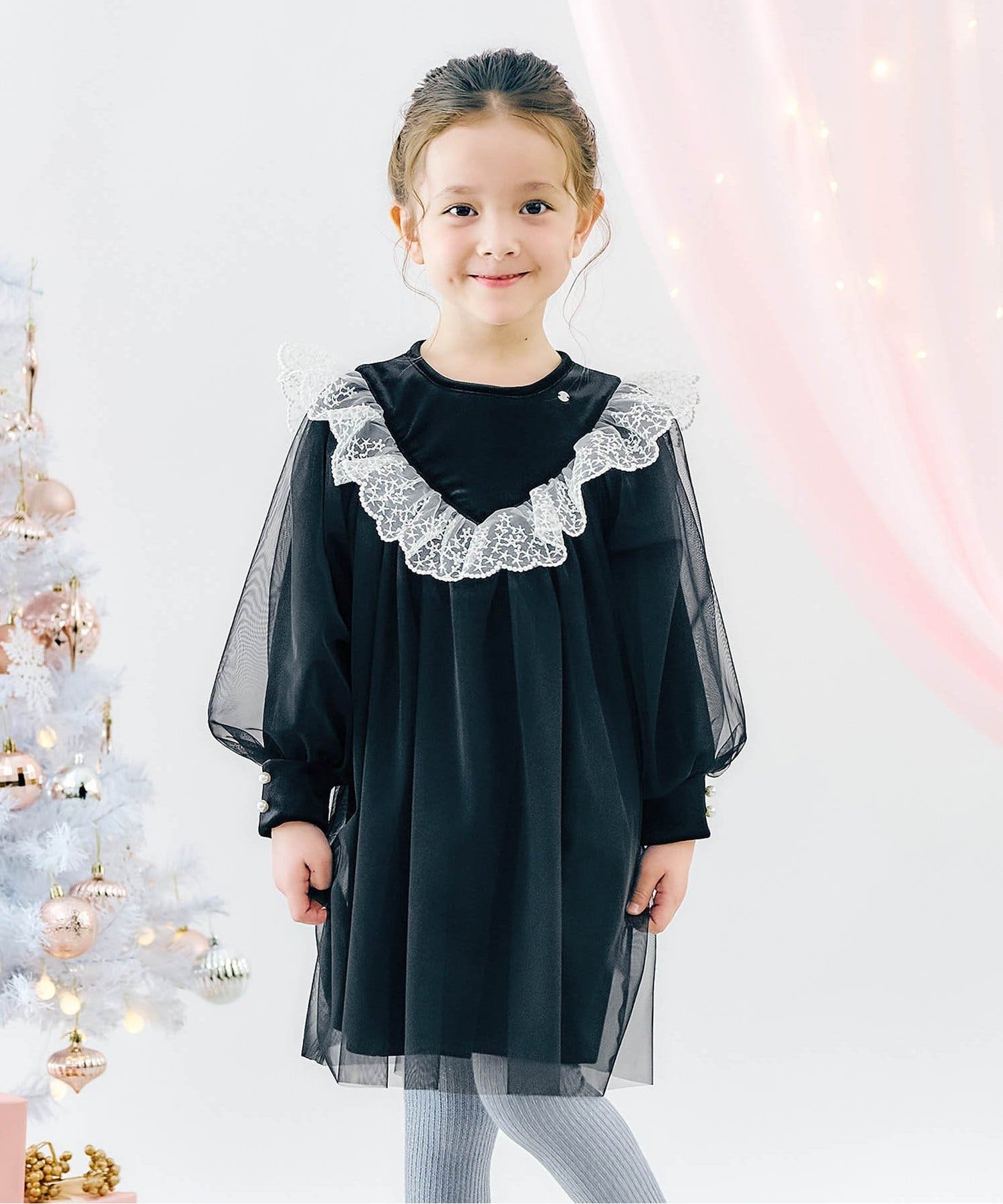 リンク】ベロアチュールワンピース_アプレレクールマシェリ[品番