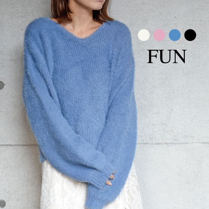 シャギーVネックニット[品番：TRNW0000115]｜FUN（ファン