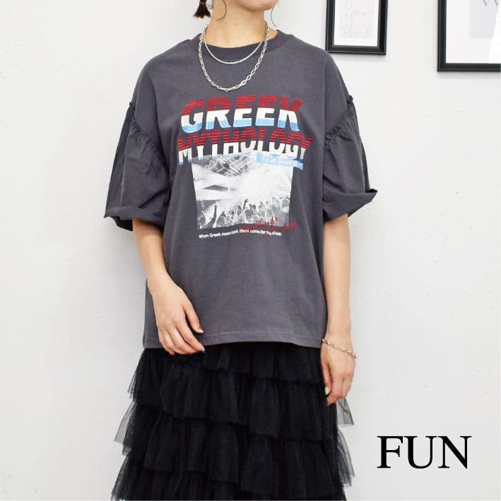 ＨJelly フリル付き黒半袖Tシャツ 脇シャーリングビッグロゴ半袖Tシャツ(80cm ディープ ピンク