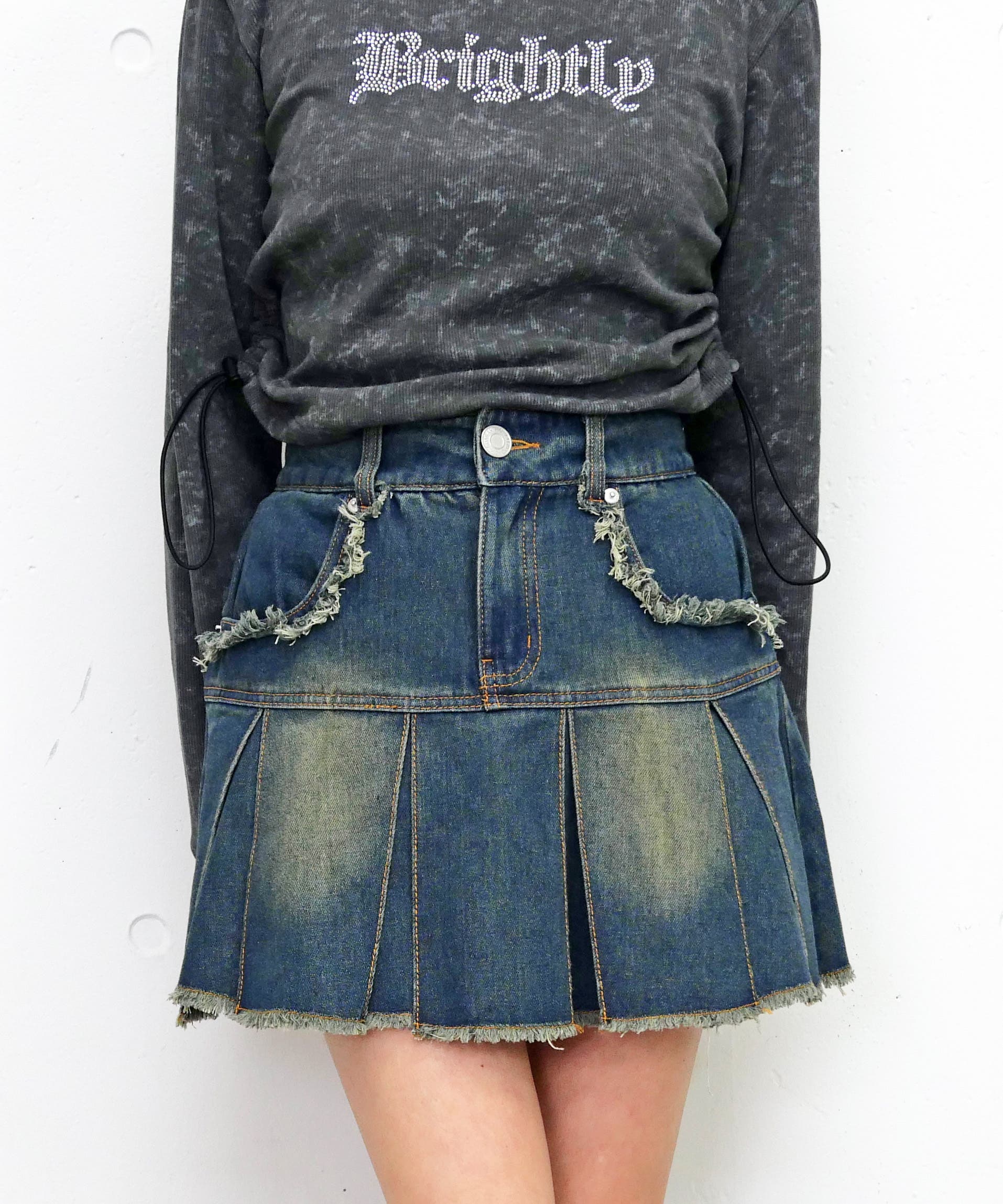フリンジデニムミニスカート[品番：TRNW0001334]｜FUN（ファン）の