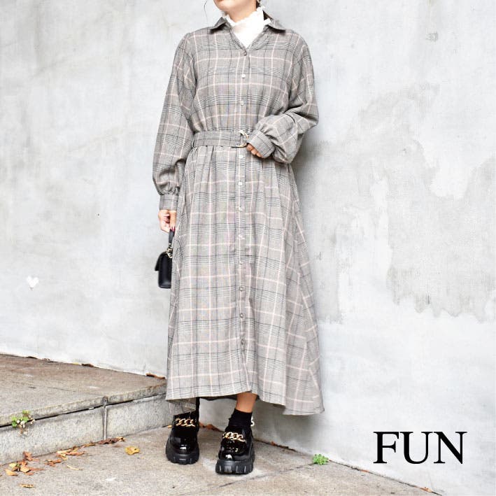 ベルトツキシャツワンピース[品番：TRNW0001382]｜FUN（ファン）の