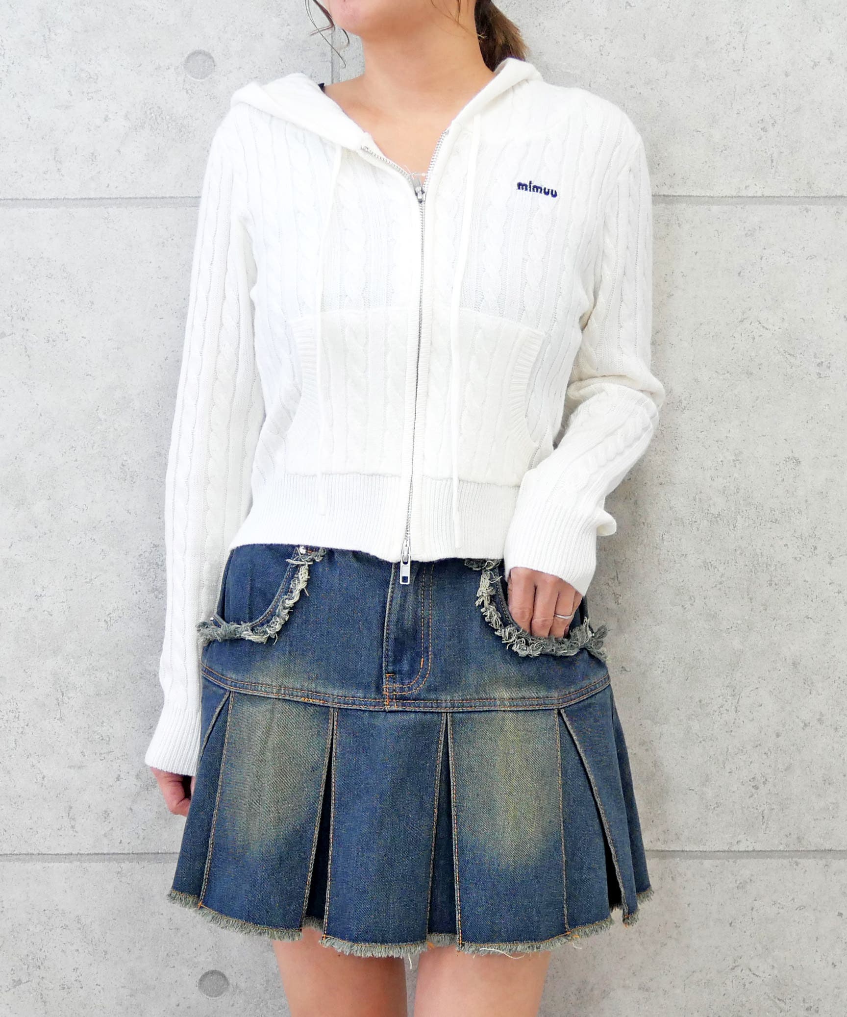 GALERIE VIE フード付きニット アイボリー長袖 USED GALERIE VIE（ギャルリー ヴィー） ニット セーター フィッシャーマン
