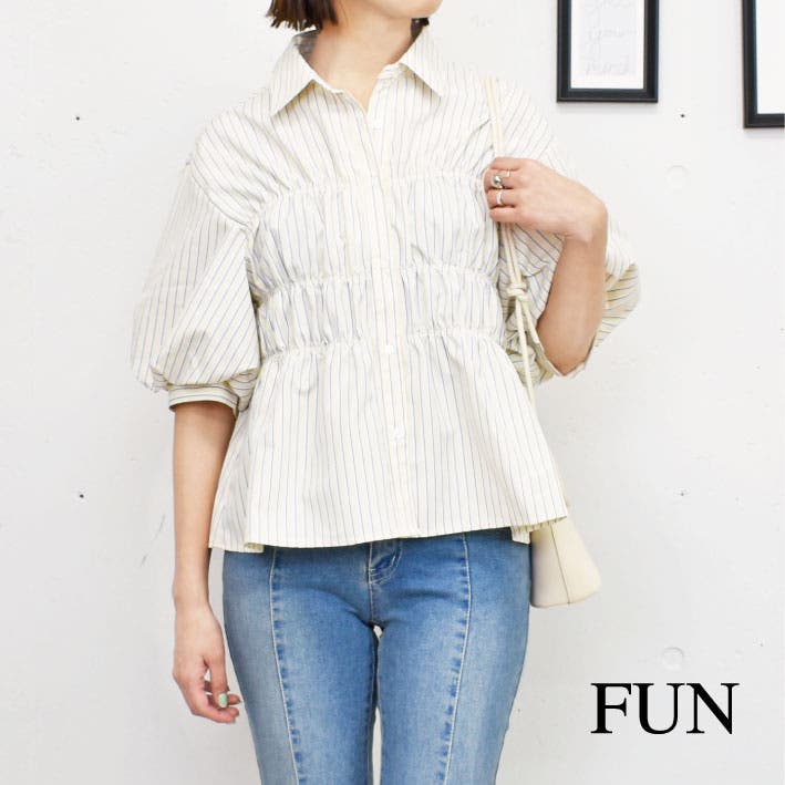 シャーリングバルーンブラウス[品番：TRNW0001675]｜FUN（ファン