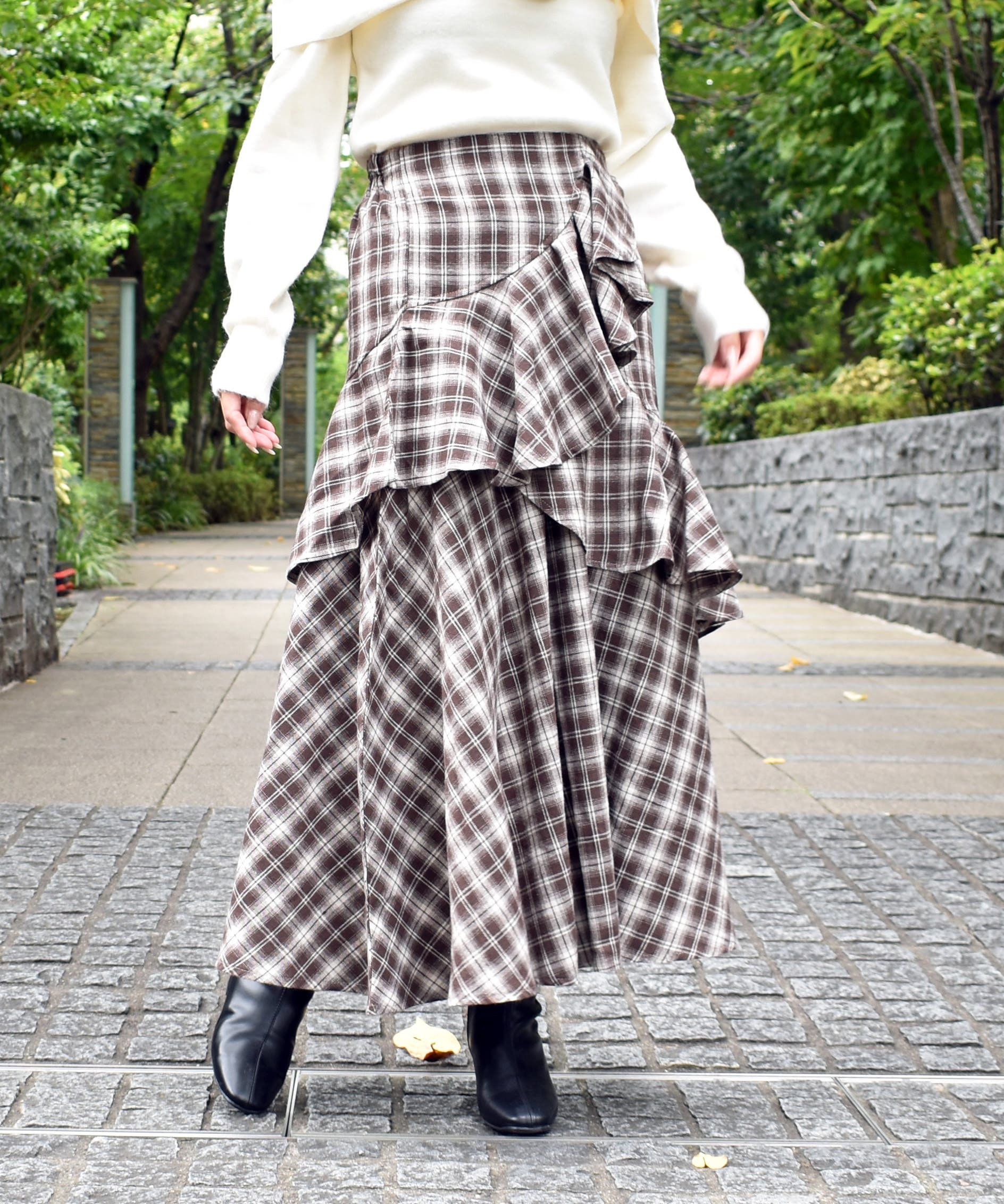 チェックフリルスカート[品番：TRNW0002012]｜FUN（ファン）の