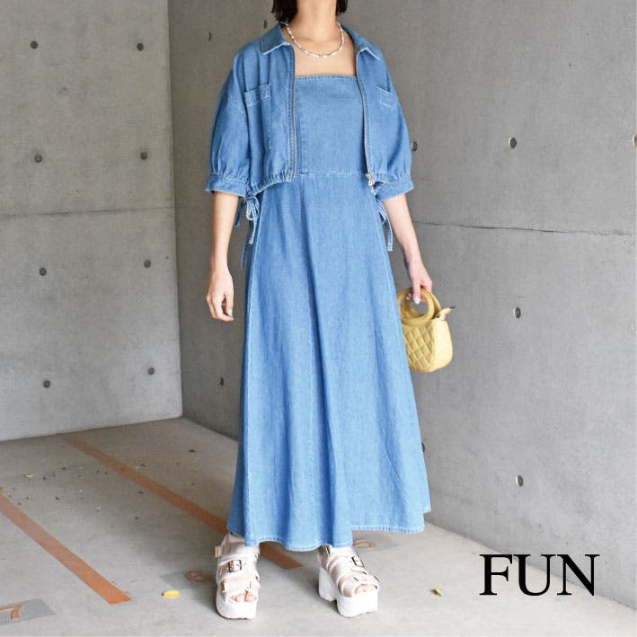 デニムセットワンピース[品番：TRNW0001669]｜FUN（ファン）の
