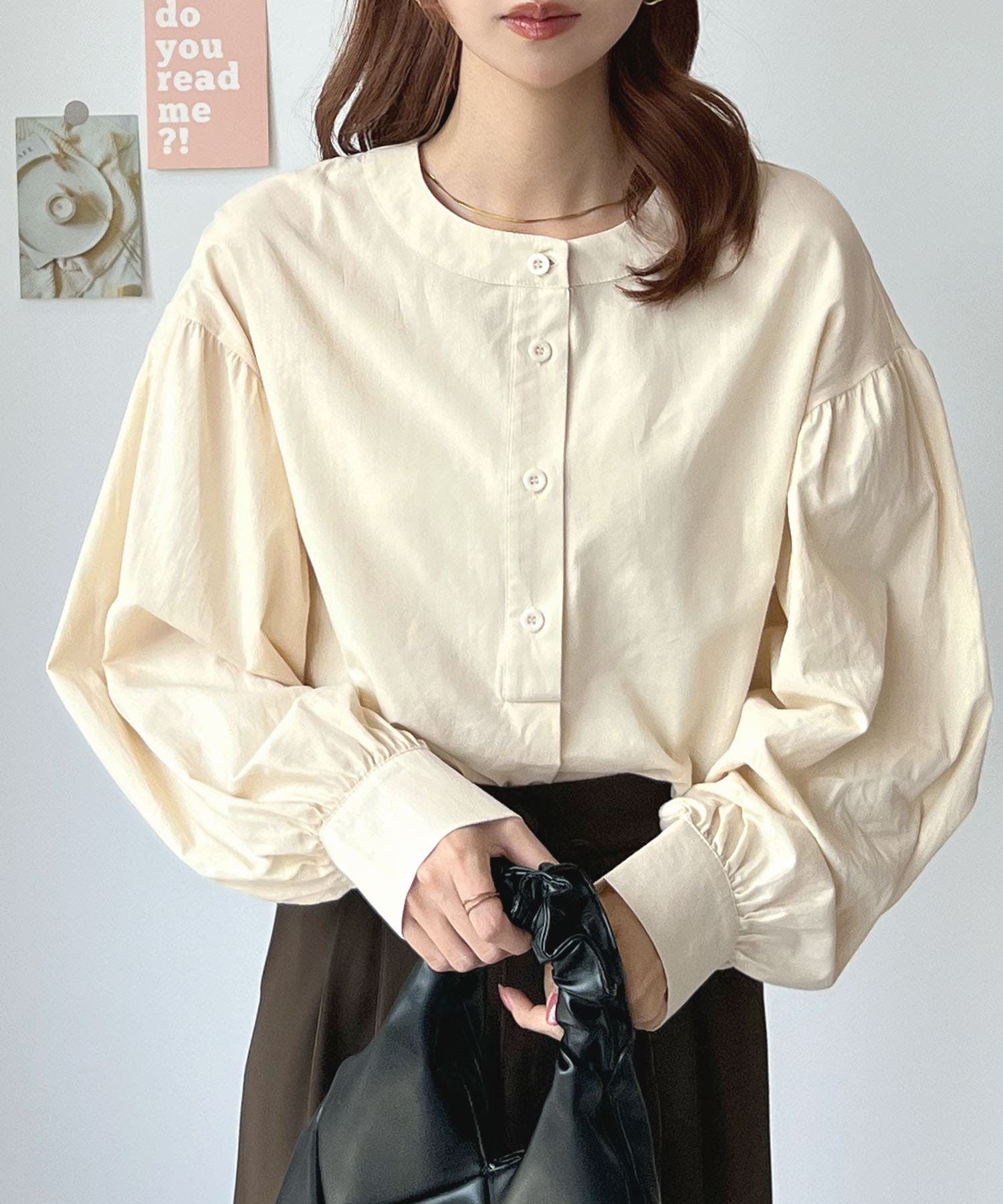 美品 ロワズィール フリルカラー ブラウス オフホワイト