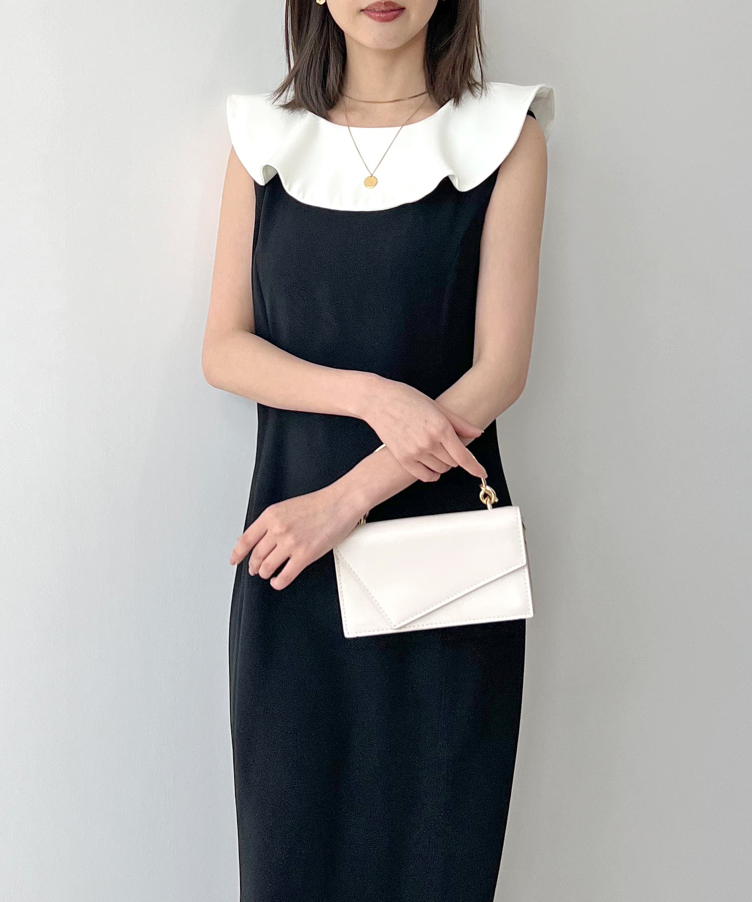 ダーマコレクション　ロングワンピース　ティアード　フレンチリーブ　ブラック ダーマコレクション DAMA collection ロングフレアワンピース M