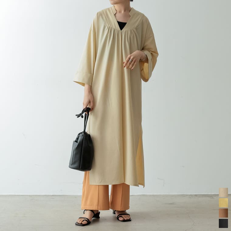 【新品】24SS リネン リラックス カフタンワンピース .M ベージュ　38 24SS リネン リラックス カフタンワンピース .M ベージュ38