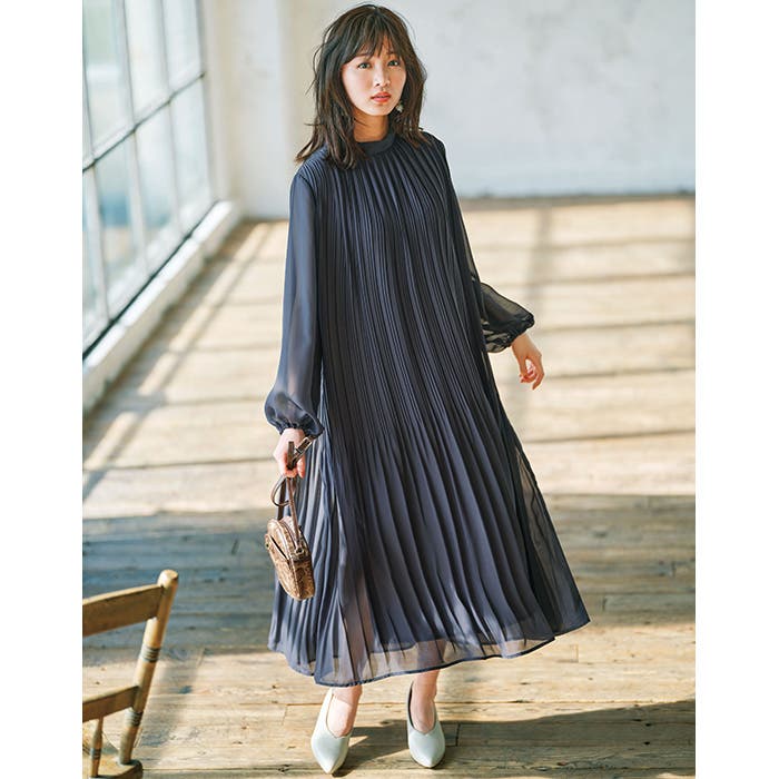 バックリボンプリーツフレアーワンピース[品番：GERW0000094]｜GeeRA