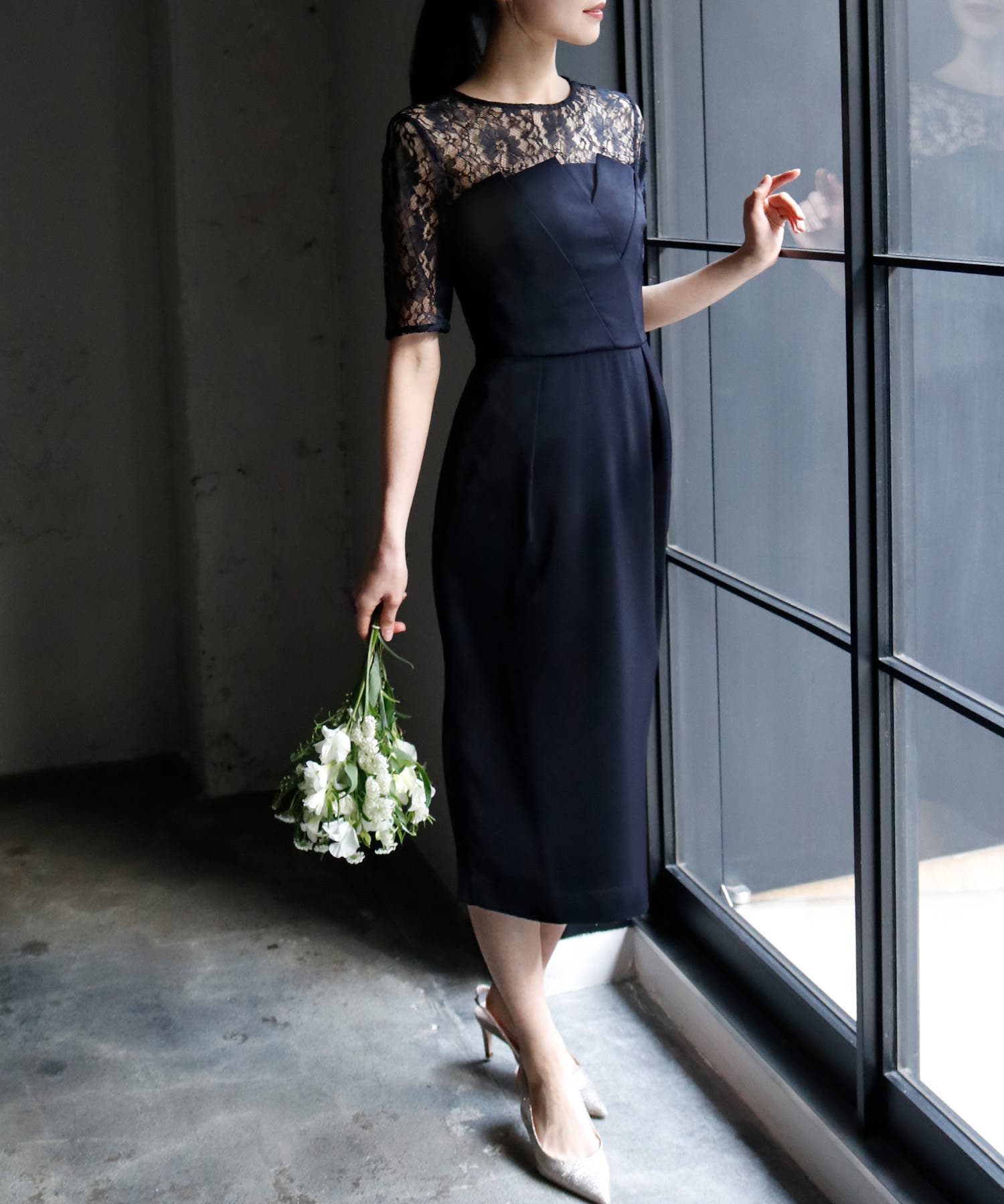 GIRL ガール 【結婚式】【お呼ばれドレス】 GIRL DRESS FOR NOW ドレス パールベルト付きカシュクール風