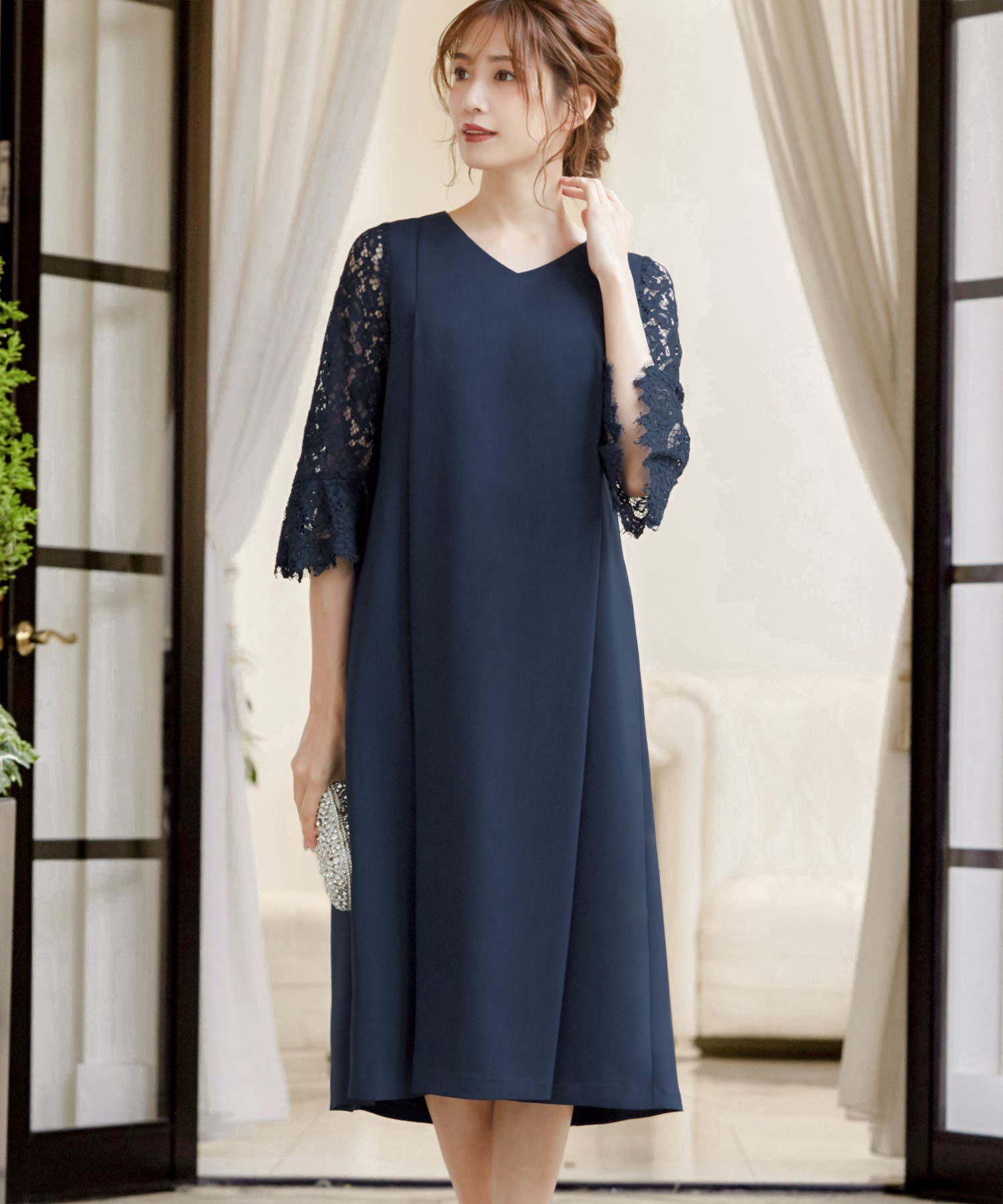 新品✨【GIRL】ロング ワンピース ドレス レース プリーツ 大きい サイズ flo-fu-053-01.jpg