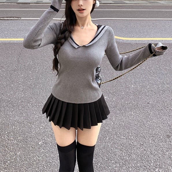 【完売必至】SELF PORTRAIT グレーリブニット ミニスカート e150fb919054cde49fec07ebcdcdeb