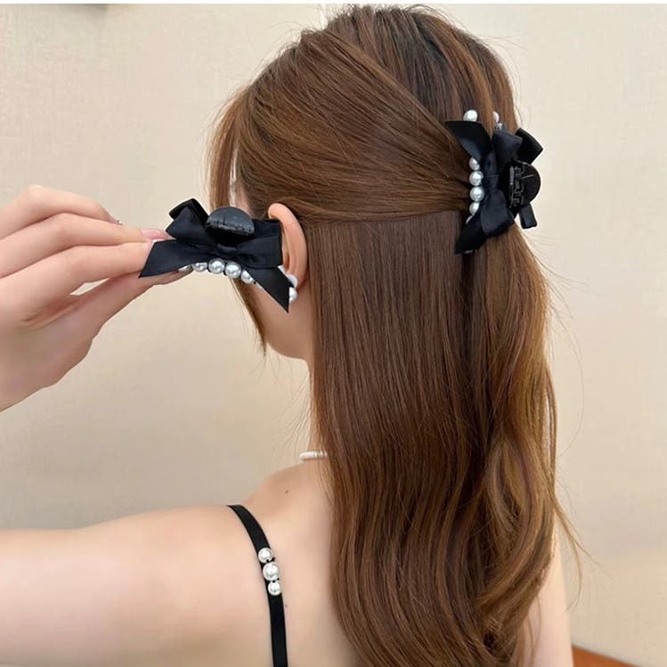 パールリボンミニヘアクリップ 10417[品番：XB000010706]｜G&L